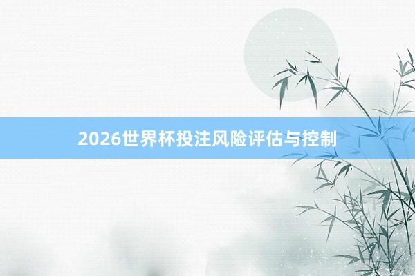 2026世界杯投注风险评估与控制
