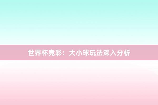 世界杯竞彩：大小球玩法深入分析