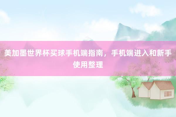 美加墨世界杯买球手机端指南，手机端进入和新手使用整理
