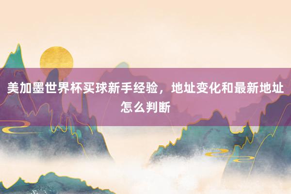 美加墨世界杯买球新手经验，地址变化和最新地址怎么判断